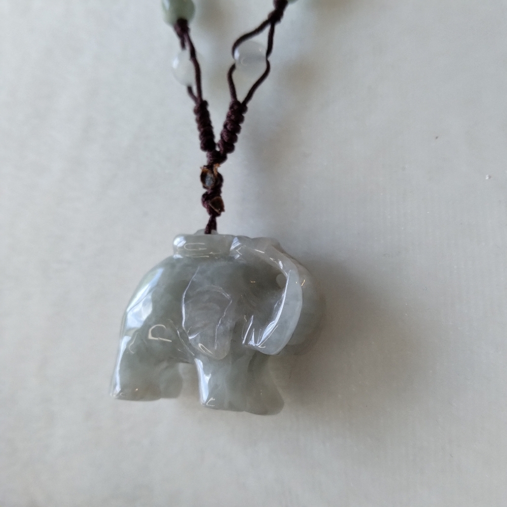 Handmade Jade Elephant Necklace - Picture 3 of 5